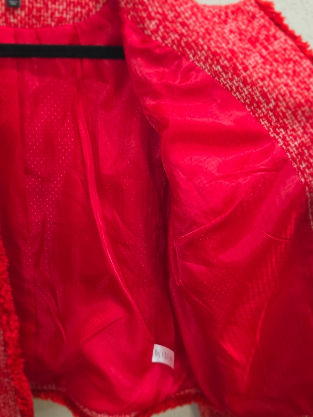 Talbots Red Tweed Collarless Jacket - Picture 6 of 7